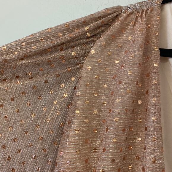 For Love & Lemons La Villette Puff Sleeve Cropped Blouse Pink Small - Picture 5 of 9